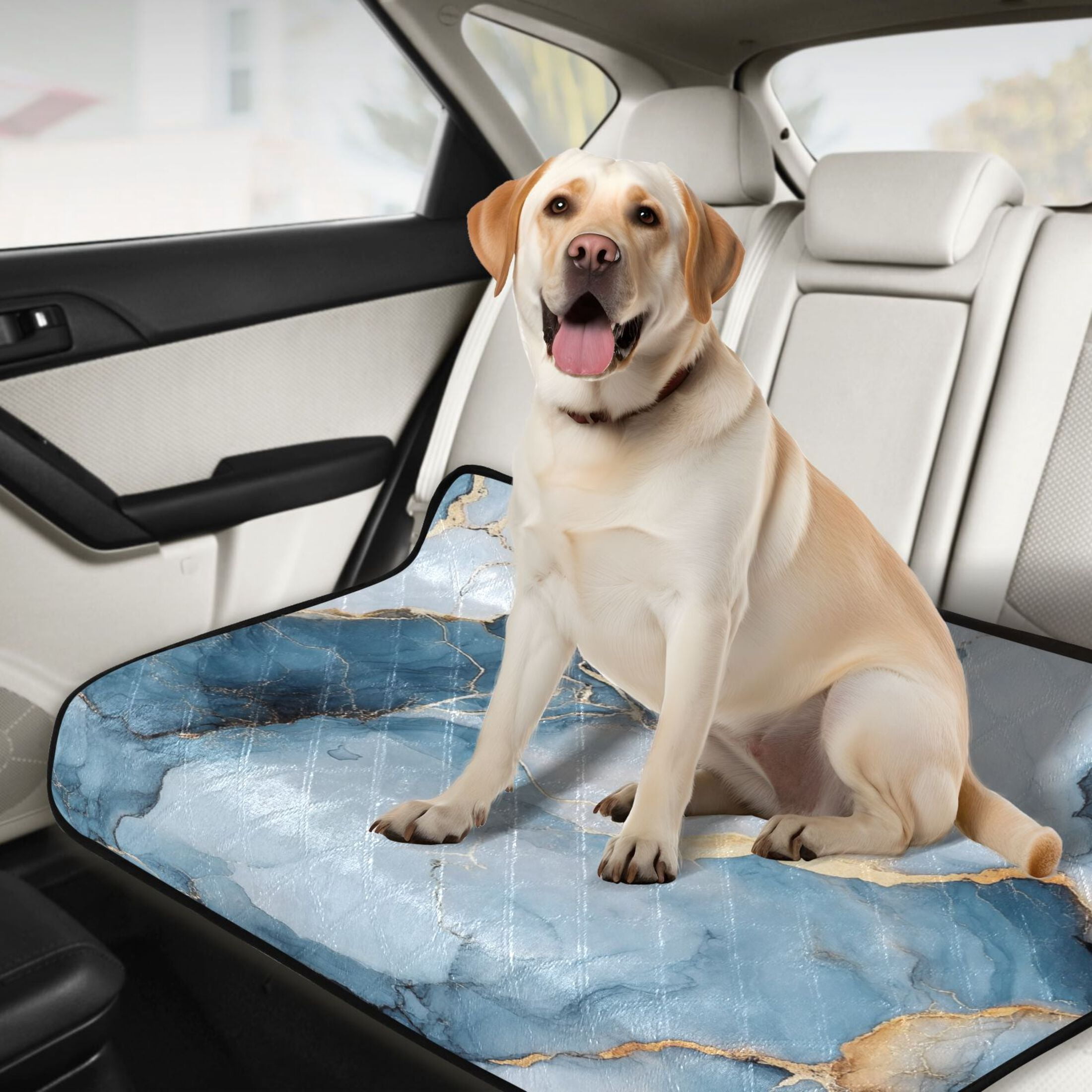 Qxltty Light Blue Gilt Marble Cat litter Pads Pet Set of 3 Diaper Mats Center Anti-leakage Layer Absorbent Soft and Comfortable