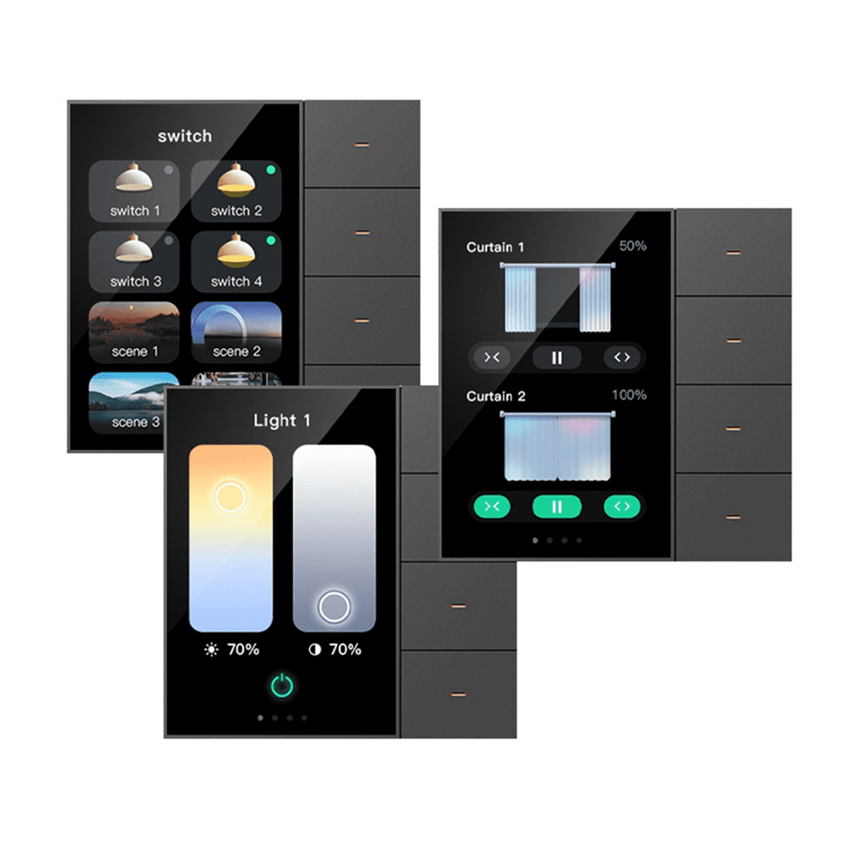 2pc 3.5Inch Smart Wall Switch Touch Screen 4 Groups Switch 8-Way Scene Radar Sensor Dimming Switch Curtain Tuya Zigbee A,2 x Smart Wall Switch