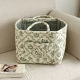 thumbnail image 4 of Yucurem Boho Fabric Storage Basket with Handles, Large Capacity Foldable Floral Organizer for Clothes and Sundries, Quilted Puffer Tote Bag for Home, Picnic, Shopping, Travel, 4 of 8