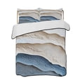 thumbnail image 2 of Blue Beige Queen Size Down Alternative Comforter, Lightweight Comforter Quilt Bedding Set with Pillow Shams Modern Coastal Wave Abstract Art All Seasons Bed Comforter Duvet Insert 90"x96", 2 of 7