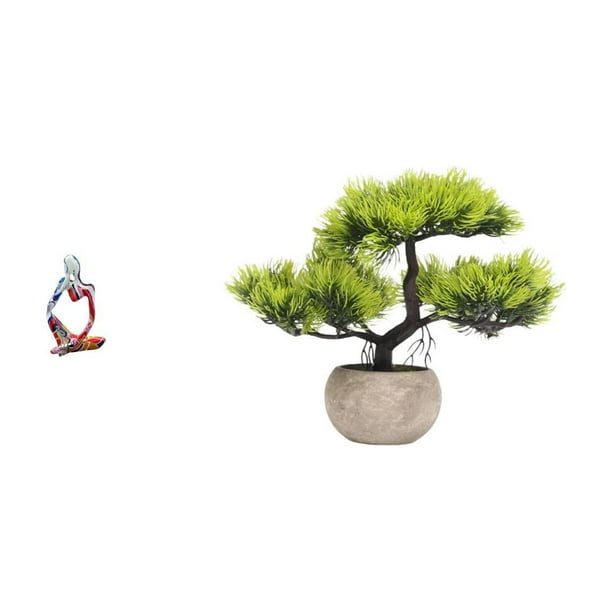 Figura Decorativa De Bonsái De Resina "Pensador Abstracto", Escultura De Planta Artificial Coleccionable Para Dormitorio, Oficina, Tienda, Estantería, Mesa O Centro De Mesa.