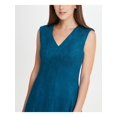 thumbnail image 3 of DKNY Womens Teal Sleeveless V Neck Above The Knee Fit + Flare Dress Size: 8, 3 of 4