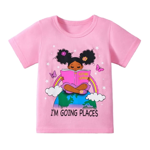 Hiijoy Toddler Girls Cotton T-Shirt Cartoon Character Short Sleeve T Shirt, Sizes 1-8