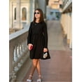thumbnail image 3 of Oudiya Girls Long Sleeve Bow Tie Dress Causal A line Black Party Dress for Kids 4-13Y, 3 of 10