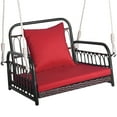 thumbnail image 1 of Gymax Chaise Balançoire Suspendue pour une Personne avec Coussin de Dossier et Coussin de Siège, Rouge, 1 of 9