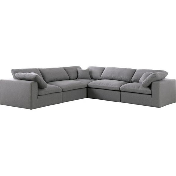 Maklaine Contemporary Gray Durable Linen Fabric Modular Sectional Sofa