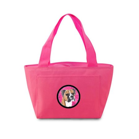 Boxer Zippered Insulated School Washable and Stylish Lunch Bag Cooler - Pink - 15 x 7 in.