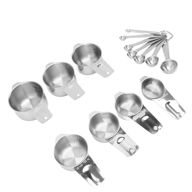 Juego de cucharas y tazas medidoras BuyWeek 14 piezas Acero inoxidable herramientas de medición de cocina