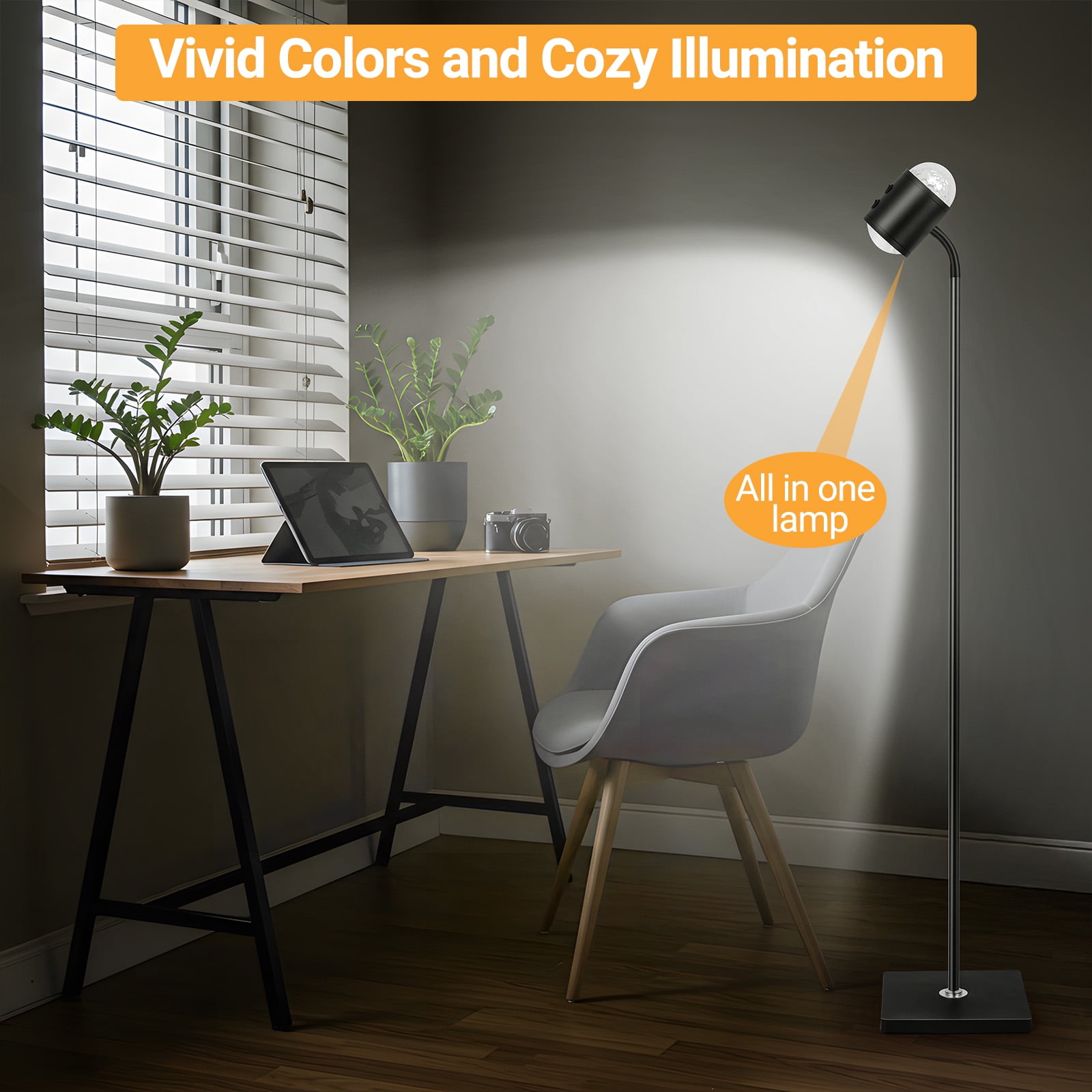 KAIPARA Sunset Standing Floor Lamp with Ocean Wave Effect, 360° Rotation, 16 Color Filters, Atmosphere Lamp with Remote, 3D Ocean Wave Floor Lamp Led Lights for Living Room & Bedroom