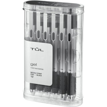 TUL GL1 Retractable Gel Pen, Needle Point, 0.5 mm, Gray Barrel, Black Ink, Pack Of 12