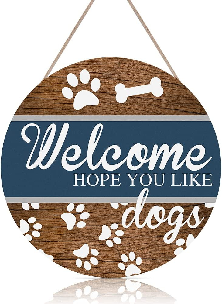 Hope You Like Dogs Rustic Wood Sign Plaque (12"x 12"), Dog