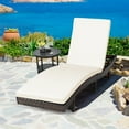 thumbnail image 1 of Gymax Foldable Patio Rattan Chaise Lounge Chair w/5 Back Positions White Cushion, 1 of 10