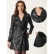 thumbnail image 2 of Abrigo de Cuero Sintética para Mujer con Solapa y Botones Steampunk PU Outwear Negro S, 2 of 6