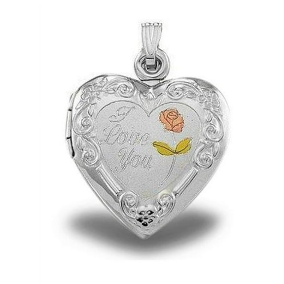 Sterling Silver "I Love You" Heart Picture Locket 3/4 in x 3/4 in