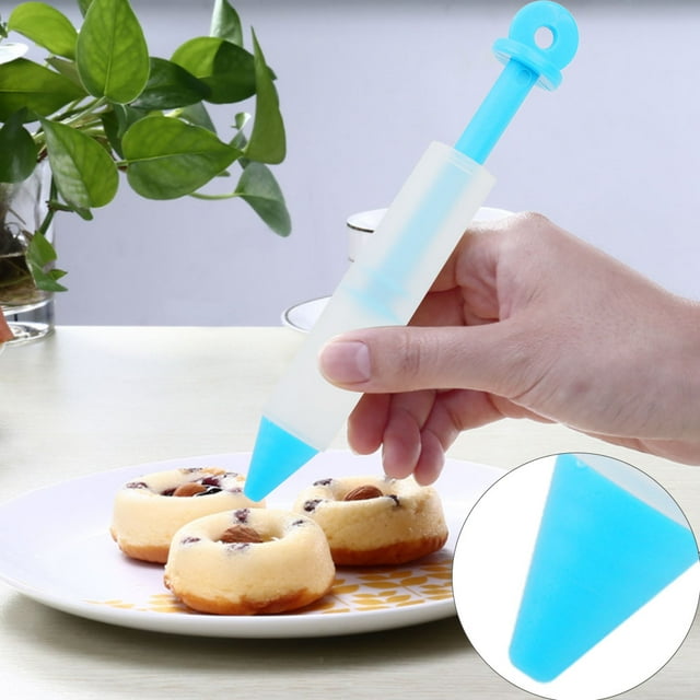 Cake Writing Pen 4 Nozzles Silicone Food Writing Pen Chocolate Decorating Tools Cake for Kitchen(Blue)