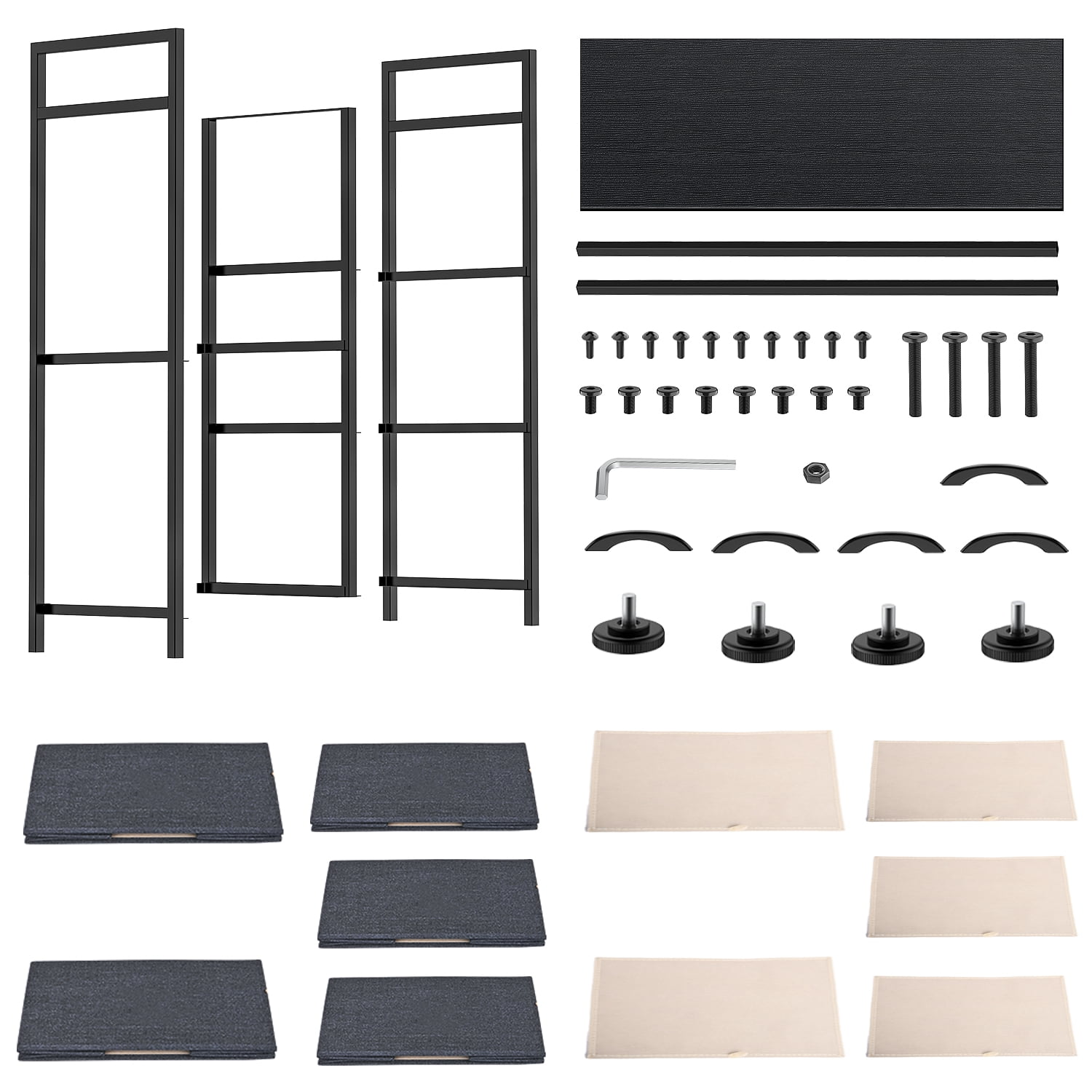 5-Drawer Plastic Storage Tower Organizer with Fabric Bins & Sturdy Metal Frame - Compact Space-Saving Design for Bedroom, Closet, Living Room