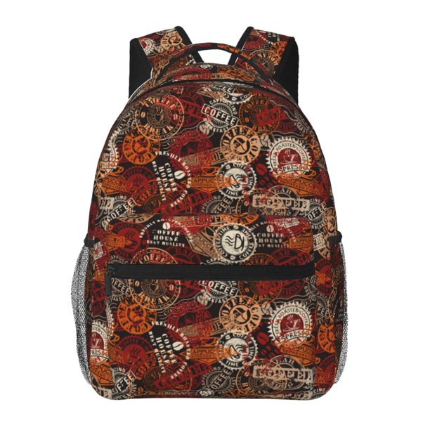 Fotbe Coffee Stamp Mochila Casual con Estampado para Escuela, Viajes y Actividades al Aire Libre - Duradera, Ligera y Cómoda