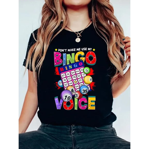 Funny Lucky Bingo Game Saying for Bingo Player T-Shirt Graphic Tee summer Tops For Women Round Neck Fashion Cotton shirts