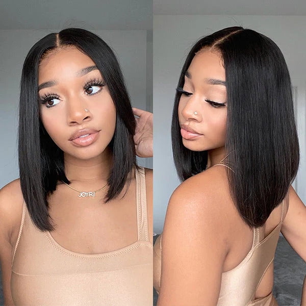 Supreme 13A Celebrity-Grade 100% Unprocessed Human Hair 6X4 Bob Cut Wig (Middle Part 14" inch)- Renee