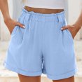 thumbnail image 5 of Summer Saving! Ashirexll Women's Shorts, Summer Shorts for Women, Women Solid and Linen Summer Loose and Casual Comfortable Elastic Waist Wide Leg Pants Straight Leg Shorts, 5 of 7