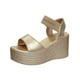 thumbnail image 3 of MKLEKYY Sandalias deportivas para Mujer, de Punta Redonda, Lisas, Abiertas, de Corte Recto, A La Moda, de Talla Grande, Con Cuña, 3 of 5