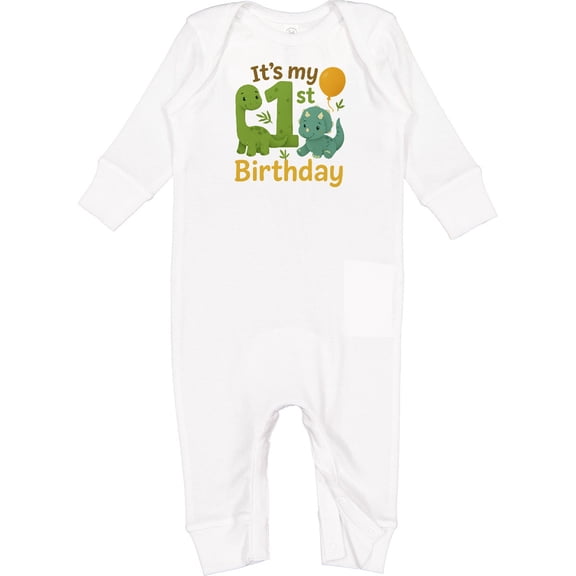 Inktastic Dinosaur 1st Birthday Cute Dino Theme Baby Romper Coveralls