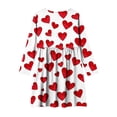 thumbnail image 5 of Girls White Heart Print Long Sleeve Dress for Valentine's Day, A-Line Stretchy Casual Party Wear,Size 13-14 T, 5 of 6