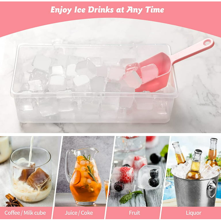 Ice Cube Tray With Lid and Bin - Silicone Ice Tray For Freezer
