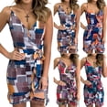 thumbnail image 3 of Mosaic Print Women Sling Bodycon Ruffle V Neck Short Dress (Red Blue M), 3 of 8