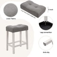 thumbnail image 6 of GZXS 4-Piece Pub Table Set with 3 Linen Upholstered Stools, 59" Industrial Bar Height Table with Charging Station & Rubber Wood Legs, Compact Breakfast Nook Set for Small Apartment (Gray+White), 6 of 9