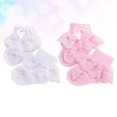 thumbnail image 3 of Gymnture winter 2 Pairs Baby Socks Lace Socks Keep Warm Breathable Bow-knot Stockings (White + Pink Size S Fit for 0-1 Years Old), 3 of 10