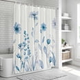 thumbnail image 6 of Blue Spring Floral Shower Curtain, Waterproof Shower Curtains for Bathroom, Summer Flowers Botanical Elegant Washable Fabric Bathtub Curtain Set Bath Decor with 12 Hooks 72"x78", 6 of 8