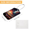thumbnail image 5 of Square PU Leather 2 Pack Travel Tag - Bag Tag - Suitcase Tag with Privacy Cover and Stainless Steel Ring - Suitable for Travel, Backpack, and Handbag Galaxy, 5 of 7