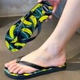 thumbnail image 2 of BRICH Flip Flops for Women Men Printed Holiday Casual Thong Sandals Lightweight Anti- Beach Rubber Shower Shoes Summer Comfortable Slippers Black 8.5, 2 of 6