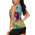 thumbnail image 3 of Haiem Pop Art Colorful Cows Printed Women's Workout Tank Top, Quick-Dry Sleeveless Gym Shirt, Breathable Lightweight Athletic Top for Running, Yoga, and Casual Wear-Small, 3 of 7