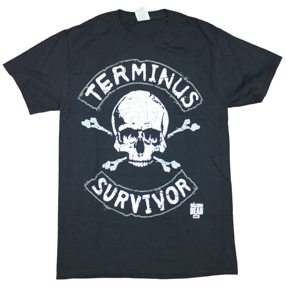 The Walking Dead Mens T-Shirt - Terminus Survivor Skull Image
