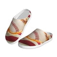 thumbnail image 2 of Fotbe Baseball Ball With Flag Pattern Women's Fuzzy Curly Fur Memory Foam Loafer Slippers Indoor Outdoor Slippers Winter Home Shoes-44/45, 2 of 7