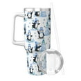 thumbnail image 2 of Rateoe Playful Penguins and Snowmen Printed 40OZ Ice Bully With Handle - Stainless Steel Travel Cup Portable for Hot & Cold Drinks, Travel, Gym, Home, and Outdoor Activities, 2 of 8