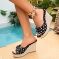 thumbnail image 3 of Rokment Bow Polka Dot Platform Wedge Dress Slip on Sandals for Women Bride Wedding Vintage Casual Leather Espadrilles Extra Chunky High Heels Slides Dressy Slippers Summer Black Size 6, 3 of 5
