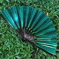 thumbnail image 3 of opvise Folding Fan 13 Ribs Burr Free Brilliant Color Transparent 13 Inch Large Shining Rave Hand Fan, 3 of 4