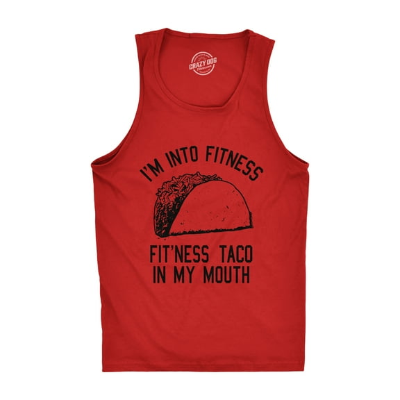 Mens Fitness Taco In My Mouth Tanktop Funny Shirt