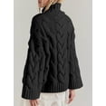 thumbnail image 6 of Czanzd Womens Cable Knit Turtleneck Sweater Oversized Loose Pullover Tops-Black,XL, 6 of 8