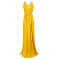 thumbnail image 5 of CIENVNSTG Women Sexy Sleeveless V-Neck Maxi Dress Evening Long Prom A-Line Dress Spaghetti Strap Wedding Cocktail Maxi Gown Yellow XL, 5 of 6