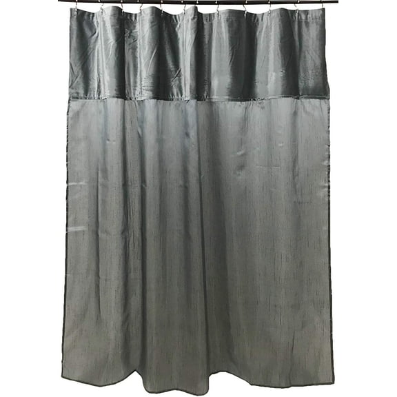 Serafina Home Luxury Velvet Sheer Fabric Shower Curtain for Bathroom: Decorative Solid Two Textured Design, Gray