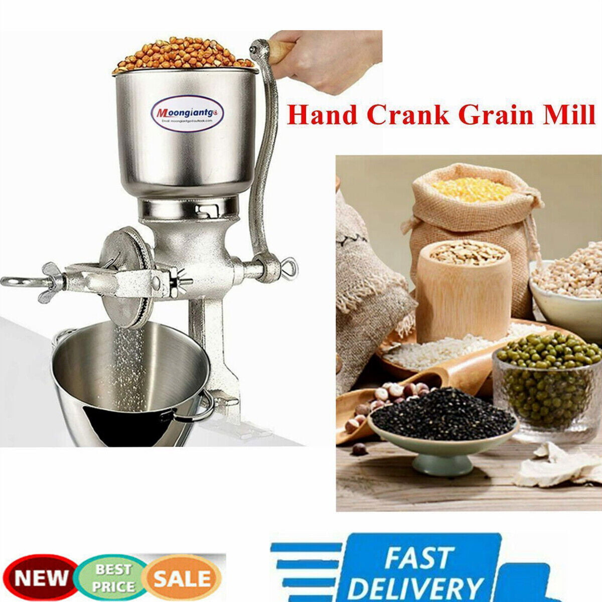  H-YEEU Grain Mill Hand Crank,Stainless Steel Manual