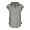 thumbnail image 4 of Tops for Women Trendy Small Items Athletic Glitter Foam Medium Workout Shirts Women Low Cut Ladies Tops V Neck Long Sleeve Dark Blouse Long Sleeve Summer plus Size for Summer Loose Short Grey 2XL, 4 of 6