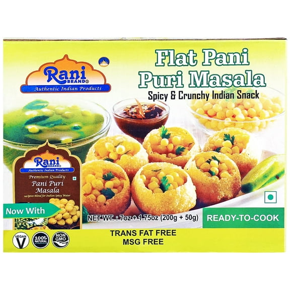 Rani Pani Puri Coins (Uncooked, Microwaveable wheat and Semolina Coins) 7oz (200g) with Pani Puri Masala (14-Spice Blend for Indian Spicy Water) 1.75oz (50g) ~ All Natural | Vegan | NON-GMO