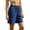 Blue, variant on Womens Linen Blend Bermuda Shorts Side Button Patch Pocket Detail Full Elastic Pull On Waist Loose Straight Knee Length Lightweight Breathable Relaxed Fit Casual Cropped Bottoms