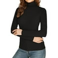 thumbnail image 3 of Women's Long Sleeve Turtleneck Shirts Slim Fitted Lightweight Base Layer Casual Tops Black M, 3 of 3
