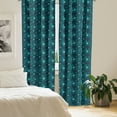 thumbnail image 2 of Ambesonne Tropical Curtains, Jungle Monstera and Leaves, Pair of 28"x63", Dark Seafoam Teal, 2 of 5